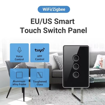 Tuya US Wifi / Zigbee Υπερόχριστο γυαλί Κωνκώδες κουμπί Touch Light Switch 1/2/3/4 Gang Wifi Wall Switch