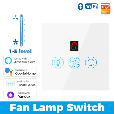 Glomarket Tuya Wifi Fan Light Switch Touch 3 In 1 Switch 5 ρυθμιστική ταχύτητα οροφής Fan Switch για Alexa Google Home