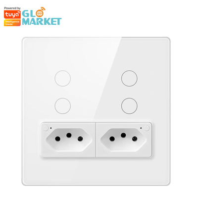 Glomarket Smart Wifi Βραζιλία Standard Smart Home Tuya Smart 4 Gang Switch And Socket Wifi Smart Wall Socket Δουλεύει με την Alexa