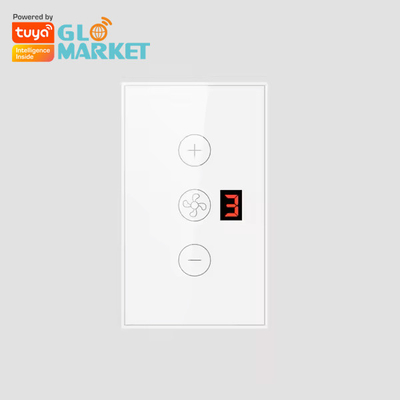 Glomarket Tuya App Απομακρυσμένη οθόνη φωνητικού ελέγχου Επιπέδου 5 Ταχύτητα ανέμου ΗΠΑ Πρότυπο ανεμιστήρα οροφής Wifi Γυαλί Επικοινωνία ακουστικού τοίχου