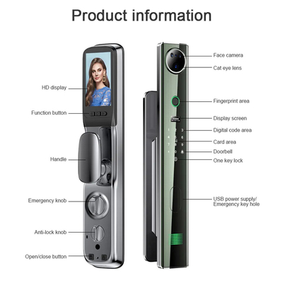 4200mah Μεγάλη μπαταρία λιθίου έξυπνη κλειδαριά με κάμερα παρακολούθησης.