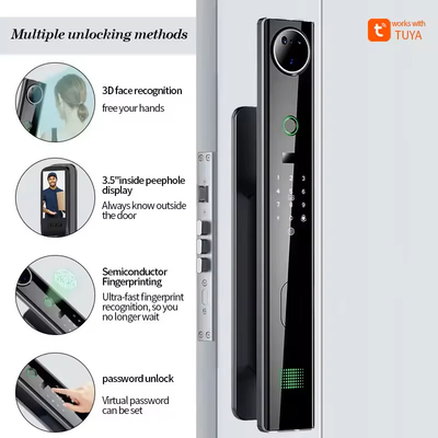 Glomarket Tuya Smart 3D αναγνώριση προσώπου αυτόματη κλειδαριά μάτι γάτας βιομετρικά δακτυλικά αποτυπώματα ψηφιακό κωδικό πρόσβασης κλειδαριά πόρτας