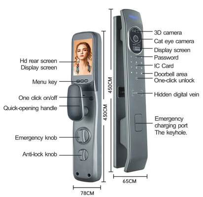 Glomarket Tuya Smart Door Lock 3d αναγνώριση προσώπου αυτόματες έξυπνες κλειδαριές με κάμερα έξυπνη βιομετρική ασφάλεια κλειδαριές πόρτας