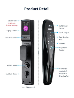 Glomarket 3D Face WIFI Smart Πλήρως αυτόματο Smart Lock Αποτυπώματα δακτύλων APP Κάρτα Κλειδί Ανοίξτε έξυπνη κλειδαριά πόρτας με κάμερα