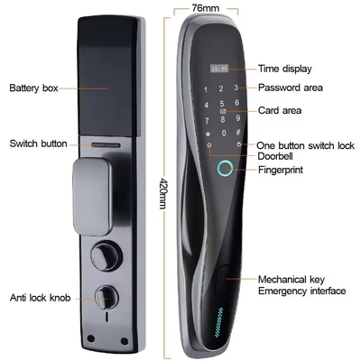 Glomarket 3D Face WIFI Smart Πλήρως αυτόματο Smart Lock Αποτυπώματα δακτύλων APP Κάρτα Κλειδί Ανοίξτε έξυπνη κλειδαριά πόρτας με κάμερα