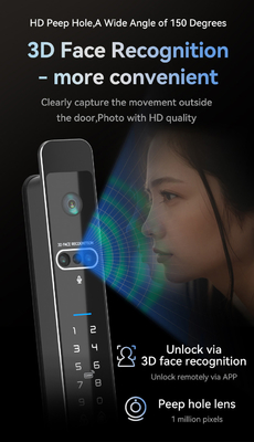 Glomarket Tuya 3d Face Cerradura Intelligente Αυτοματοποιημένη Ηλεκτρική Κάμερα Wifi Ακτινοτυπία Ψηφιακό έξυπνο κλειδί πόρτας