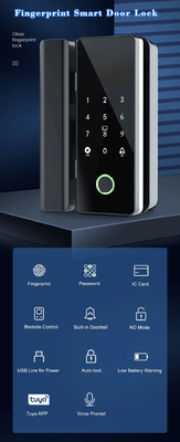 Glomarket Tuya Smart Glass Door Lock Βιομετρικό δακτυλικό αποτύπωμα BLE Smart Electronic Lock Για γραφείο