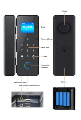 Glomarket Smart Glass Door Lock Wifi Remote Control Tuya app Office Lock Card Ψηφιακό βιομετρικό δακτυλικό αποτύπωμα Πύλη κλειδαριά
