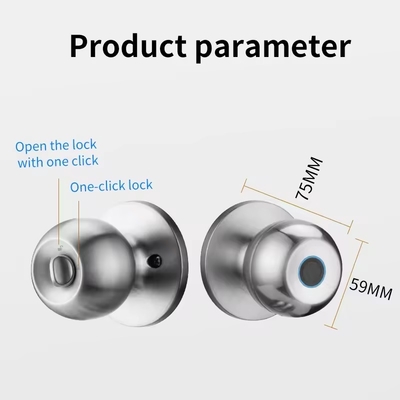 Γλομάρκετ Wholesale Intelligent Round Ball Knob Lock Keyless Smart Door Handle Lock Tuya App Control Smart Fingerprint Door Lock Το κλειδί της πόρτας δεν έχει κλειδί.