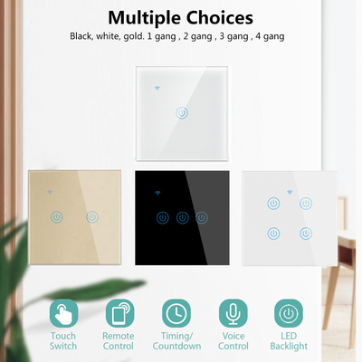 Glomarket EU 1/2/3/4 Gang Tuya Smart Switch Light Alexa Voice Control Touch Glass Wall Ασύρματος WiFi Ηλεκτρικός διακόπτης