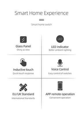 Glomarket EU 1/2/3/4 Gang Tuya Smart Switch Light Alexa Voice Control Touch Glass Wall Ασύρματος WiFi Ηλεκτρικός διακόπτης