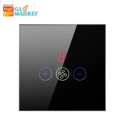Glomarket Tuya Smart Wifi Εναλλακτής ανεμιστήρα οροφής Eu Standard Glass Touch Wall App Απομακρυσμένο έλεγχο Ηλεκτρικός διακόπτης ταχύτητας ανεμιστήρα