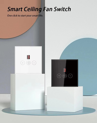 Glomarket Tuya Smart Wifi Εναλλακτής ανεμιστήρα οροφής Eu Standard Glass Touch Wall App Απομακρυσμένο έλεγχο Ηλεκτρικός διακόπτης ταχύτητας ανεμιστήρα