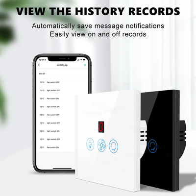 Glomarket Tuya Wifi Fan Light Switch Touch 3 In 1 Switch 5 ρυθμιστική ταχύτητα οροφής Fan Switch για Alexa Google Home