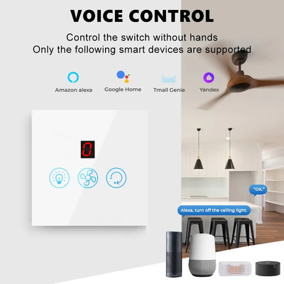 Glomarket Tuya Wifi Fan Light Switch Touch 3 In 1 Switch 5 ρυθμιστική ταχύτητα οροφής Fan Switch για Alexa Google Home