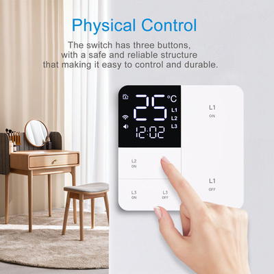 Glomarket Tuya Wifi Smart Wall Light Switch 1/2/3 Gang Support Voice/app/touch Control με οθόνη εμφάνισης θερμοκρασίας