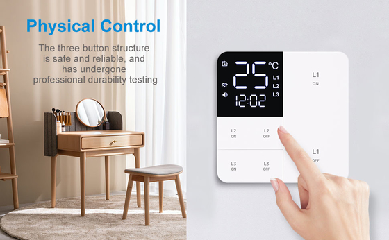 Glomarket Tuya Wifi Smart Wall Light Switch 1/2/3 Gang Support Voice/app/touch Control με οθόνη εμφάνισης θερμοκρασίας