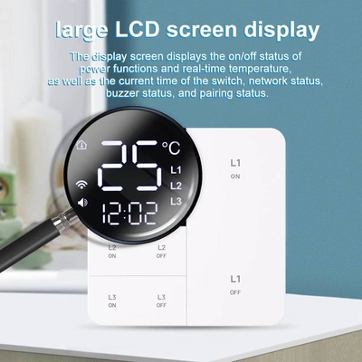 Glomarket Tuya Wifi Smart Wall Light Switch 1/2/3 Gang Support Voice/app/touch Control με οθόνη εμφάνισης θερμοκρασίας