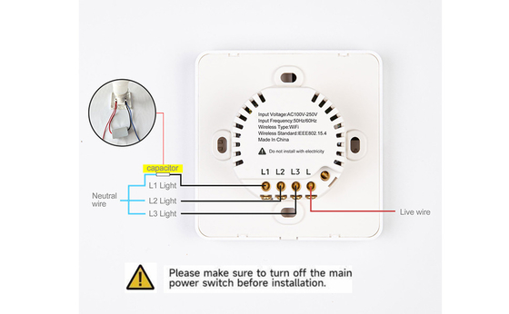 Glomarket Tuya Wifi Smart Wall Light Switch 1/2/3 Gang Support Voice/app/touch Control με οθόνη εμφάνισης θερμοκρασίας