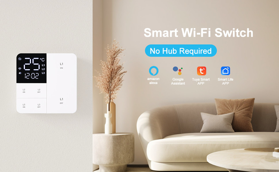 Glomarket Tuya Wifi Smart Wall Light Switch 1/2/3 Gang Support Voice/app/touch Control με οθόνη εμφάνισης θερμοκρασίας
