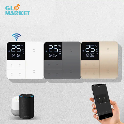 Glomarket Tuya Wifi Smart Wall Light Switch 1/2/3 Gang Support Voice/app/touch Control με οθόνη εμφάνισης θερμοκρασίας