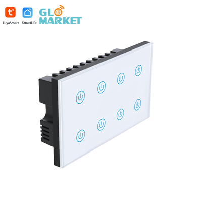 Glomarket Smart Home 8 Gang Wall Switch US Standard Tuya Voice APP Απομακρυσμένος έλεγχος ασύρματος τοίχου Touch Light Switch