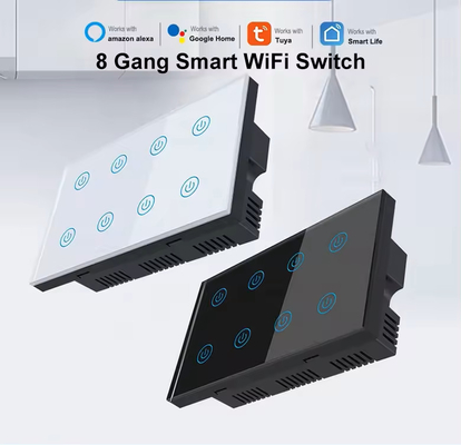 Glomarket Smart Home 8 Gang Wall Switch US Standard Tuya Voice APP Απομακρυσμένος έλεγχος ασύρματος τοίχου Touch Light Switch