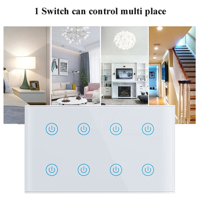 Glomarket Smart Home 8 Gang Wall Switch US Standard Tuya Voice APP Απομακρυσμένος έλεγχος ασύρματος τοίχου Touch Light Switch