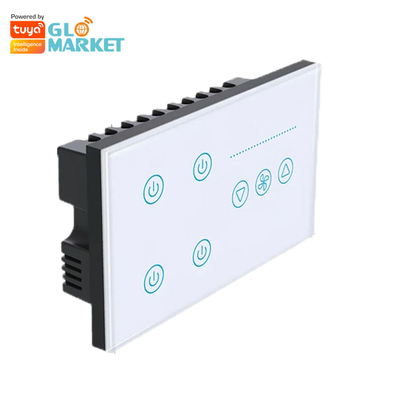 Glomarket Tuya Smart Wall Touch Switch Glass Panel Ηλεκτρικό φως και ανεμιστήρας Διακόπτης Smart Life Alexa φωνητικό έλεγχο