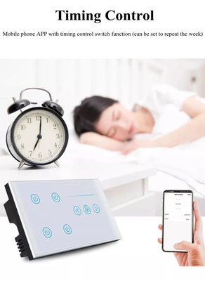 Glomarket Tuya Smart Wall Touch Switch Glass Panel Ηλεκτρικό φως και ανεμιστήρας Διακόπτης Smart Life Alexa φωνητικό έλεγχο