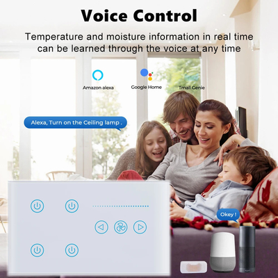 Glomarket Tuya Smart Wall Touch Switch Glass Panel Ηλεκτρικό φως και ανεμιστήρας Διακόπτης Smart Life Alexa φωνητικό έλεγχο