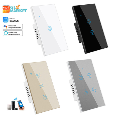 Glomarket New Design Products Tuya Smart Wifi Wall Switch Us Κανονικό Παγκόσμιο Πίνακα Αγγίγματος Γυαλί Φως Υποστήριξη Επικοινωνίας Επικοινωνίας Επικοινωνίας