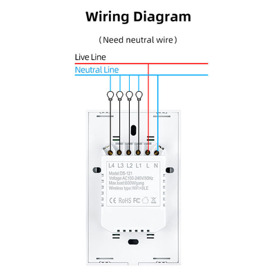 Glomarket New Design Products Tuya Smart Wifi Wall Switch Us Κανονικό Παγκόσμιο Πίνακα Αγγίγματος Γυαλί Φως Υποστήριξη Επικοινωνίας Επικοινωνίας Επικοινωνίας