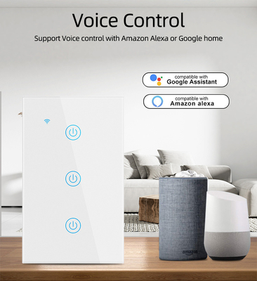 Glomarket New Design Products Tuya Smart Wifi Wall Switch Us Κανονικό Παγκόσμιο Πίνακα Αγγίγματος Γυαλί Φως Υποστήριξη Επικοινωνίας Επικοινωνίας Επικοινωνίας