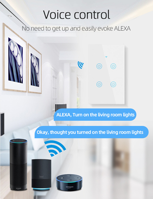 Glomarket New Design Products Tuya Smart Wifi Wall Switch Us Κανονικό Παγκόσμιο Πίνακα Αγγίγματος Γυαλί Φως Υποστήριξη Επικοινωνίας Επικοινωνίας Επικοινωνίας