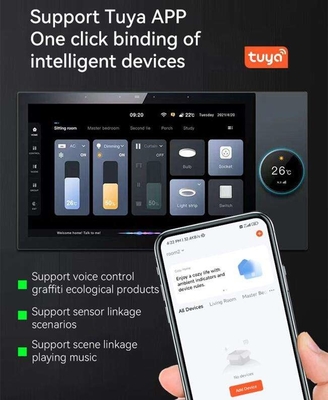 Glomarket Tuya 10 ιντσών Κεντρικό Πίνακα Ελέγχου Με Μουσική 2 Gang Relays 2 Way Speakers Πολυλειτουργικά έξυπνα οικιακά προϊόντα